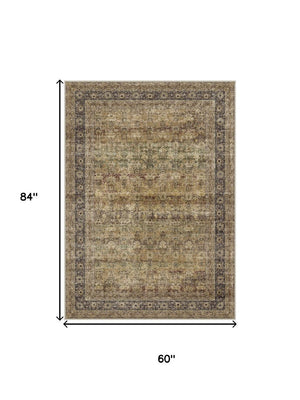 HomeRoots 8' Floral Medallion Area Rug in Brown, Beige, and Green - Washable, Durable, and Non-Slip Design 8' X 10' 714287