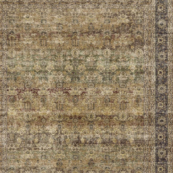 HomeRoots 8' Floral Medallion Area Rug in Brown, Beige, and Green - Washable, Durable, and Non-Slip Design 9' X 12' 714288