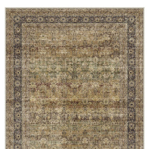 HomeRoots 8' Floral Medallion Area Rug in Brown, Beige, and Green - Washable, Durable, and Non-Slip Design 9' X 12' 714288