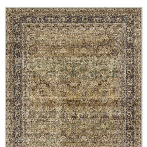 HomeRoots 8' Floral Medallion Area Rug in Brown, Beige, and Green - Washable, Durable, and Non-Slip Design 9' X 12' 714288