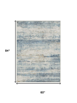 HomeRoots 6' Blue, Red, and Gray Abstract Area Rug – Durable, Washable, and Stylish for Any Room Decor 6' X 9' 714291