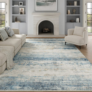 HomeRoots 6' Blue, Red, and Gray Abstract Area Rug – Durable, Washable, and Stylish for Any Room Decor 9' X 12' 714293