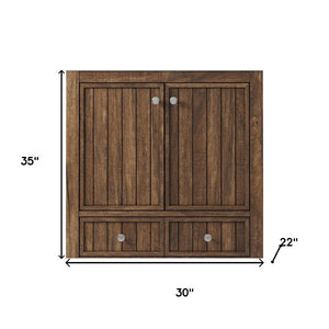 HomeRoots 36" Brown Wood Freestanding Bathroom Vanity with Quartz Countertop, Elegant Storage & Soft-Close Design 714295
