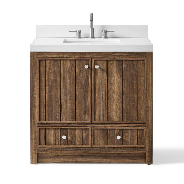 HomeRoots 60" Elegant White Wood Double Bathroom Vanity with Quartz Countertop for Modern Serenity & Storage 714296