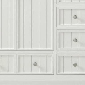 HomeRoots 60" Natural Wood Double Bathroom Vanity with Elegant White Quartz Top & Ample Storage Solutions 714297