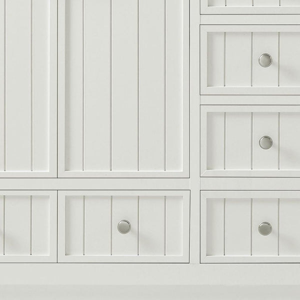 HomeRoots 60" Natural Wood Double Bathroom Vanity with Elegant White Quartz Top & Ample Storage Solutions 714297