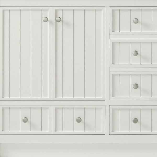 HomeRoots 60" Natural Wood Double Bathroom Vanity with Elegant White Quartz Top & Ample Storage Solutions 714297
