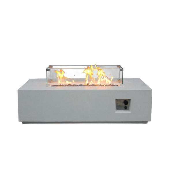HomeRoots 40000 BTU Gray Concrete Propane Fire Pit Table - Modern Outdoor Heating with Cover & Safety Features 714300