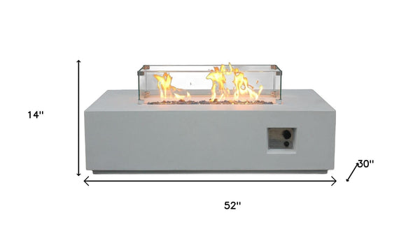HomeRoots 40000 BTU Gray Concrete Propane Fire Pit Table - Modern Outdoor Heating with Cover & Safety Features 714300