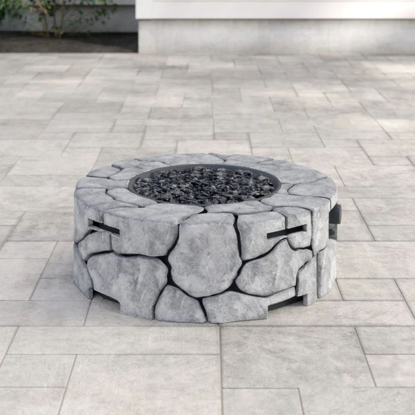 HomeRoots 50000 BTU 42" Black Steel Propane Fire Pit Table - Perfect for Outdoor Gatherings & Cozy Evenings! 714301