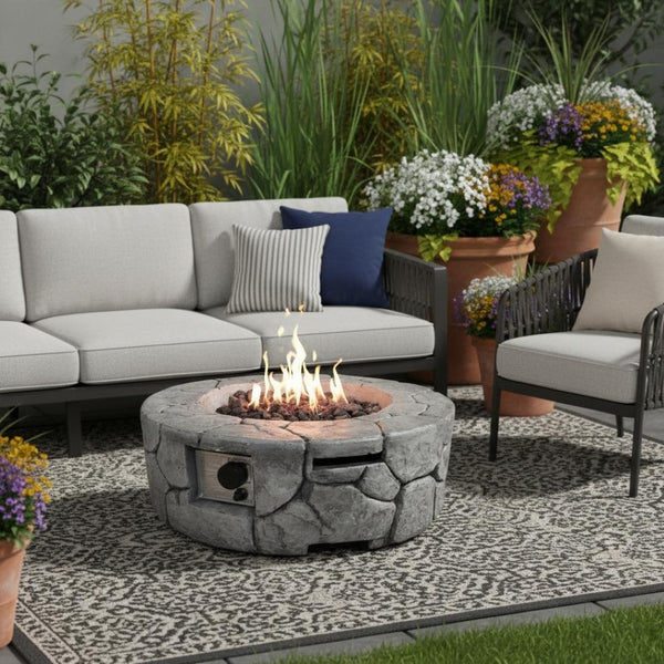 HomeRoots 50000 BTU 42" Black Steel Propane Fire Pit Table - Perfect for Outdoor Gatherings & Cozy Evenings! 714301