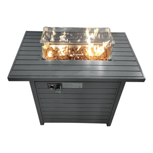 HomeRoots 50000 BTU Propane Rectangular Fire Pit Table - Durable Aluminum, Adjustable Flame & Cover Included 714302