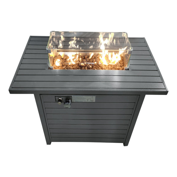 HomeRoots 50000 BTU Propane Rectangular Fire Pit Table - Durable Aluminum, Adjustable Flame & Cover Included 714302