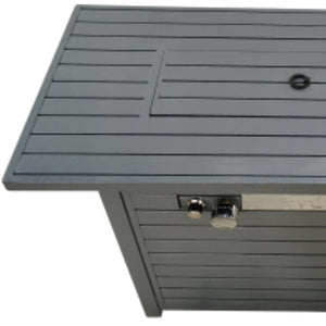 HomeRoots 50000 BTU Propane Rectangular Fire Pit Table - Durable Aluminum, Adjustable Flame & Cover Included 714302