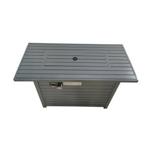 HomeRoots 50000 BTU Propane Rectangular Fire Pit Table - Durable Aluminum, Adjustable Flame & Cover Included 714302