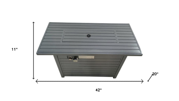 HomeRoots 50000 BTU Propane Rectangular Fire Pit Table - Durable Aluminum, Adjustable Flame & Cover Included 714302