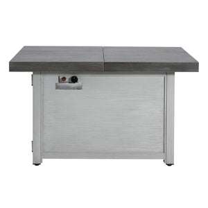 HomeRoots 30000 BTU Light Gray Magnesium Oxide Propane Fire Pit Table with Cover for Cozy Outdoor Evenings 714303
