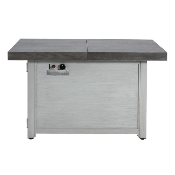 HomeRoots 30000 BTU Light Gray Magnesium Oxide Propane Fire Pit Table with Cover for Cozy Outdoor Evenings 714303