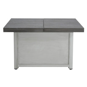 HomeRoots 30000 BTU Light Gray Magnesium Oxide Propane Fire Pit Table with Cover for Cozy Outdoor Evenings 714303