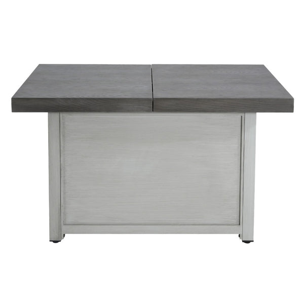 HomeRoots 30000 BTU Light Gray Magnesium Oxide Propane Fire Pit Table with Cover for Cozy Outdoor Evenings 714303