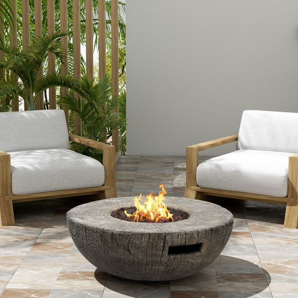 HomeRoots 40000 BTU 28" Gray Steel Propane Round Fire Pit Table - Stylish, High-Heat, Easy-Clean Outdoor Centerpiece 714304