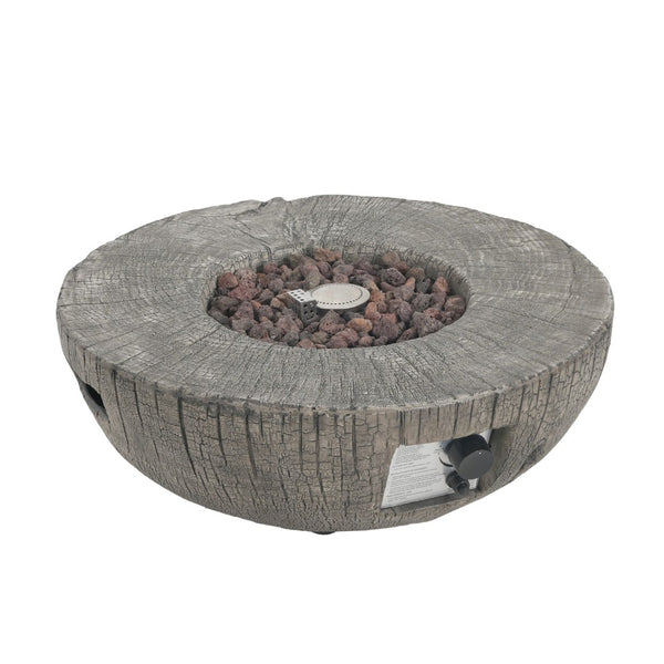 HomeRoots 40000 BTU 28" Gray Steel Propane Round Fire Pit Table - Stylish, High-Heat, Easy-Clean Outdoor Centerpiece 714304