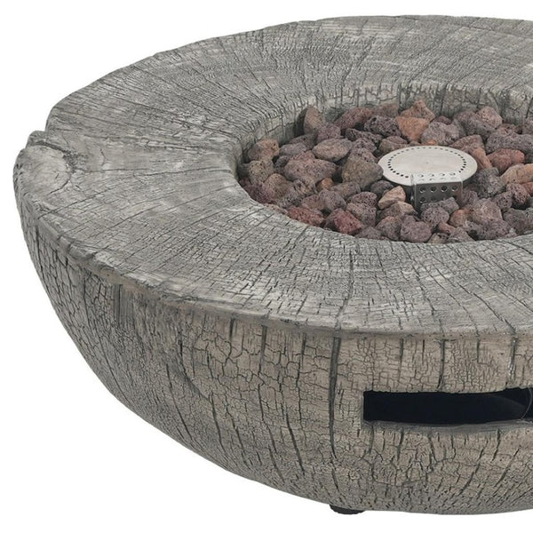 HomeRoots 40000 BTU 28" Gray Steel Propane Round Fire Pit Table - Stylish, High-Heat, Easy-Clean Outdoor Centerpiece 714304