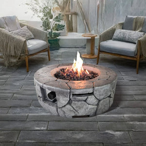 HomeRoots 50000 BTU Gray Steel Propane Fire Pit Table - Stylish, Durable, Weather-Proof for Outdoor Comfort 714305