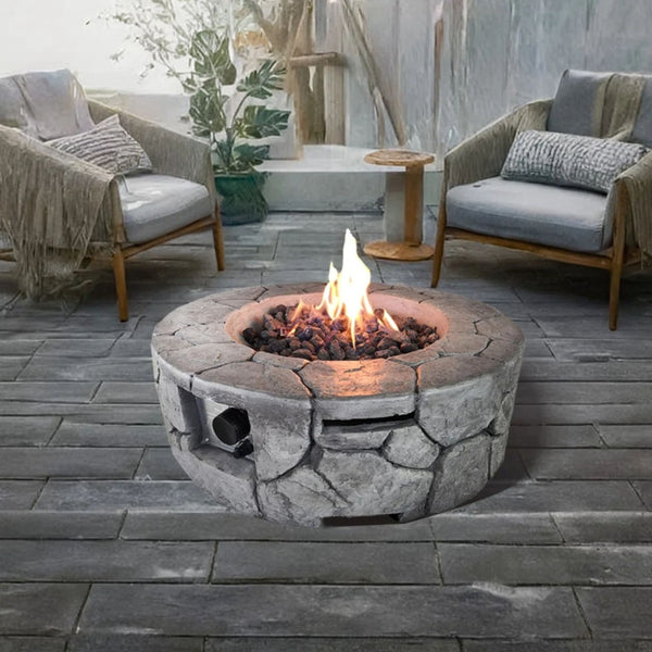 HomeRoots 50000 BTU Gray Steel Propane Fire Pit Table - Stylish, Durable, Weather-Proof for Outdoor Comfort 714305