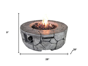 HomeRoots 50000 BTU Gray Steel Propane Fire Pit Table - Stylish, Durable, Weather-Proof for Outdoor Comfort 714305