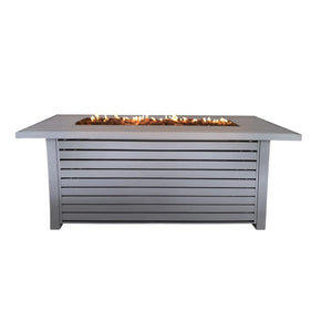 HomeRoots 50000 BTU Rectangular Gray Steel Propane Fire Pit Table - Stylish, Durable, and Perfect for Outdoor Gatherings 714306