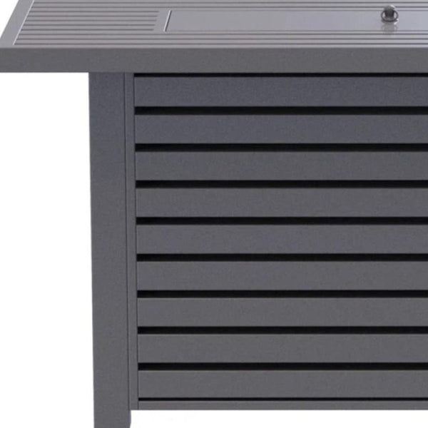HomeRoots 50000 BTU Rectangular Gray Steel Propane Fire Pit Table - Stylish, Durable, and Perfect for Outdoor Gatherings 714306