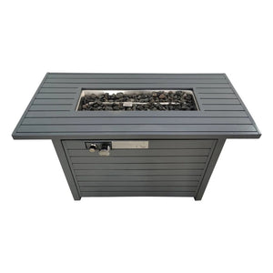 HomeRoots 40000 BTU Gray Steel Propane Fire Pit Table - Adjustable Flame, Durable, Modern Design & Cover 714307