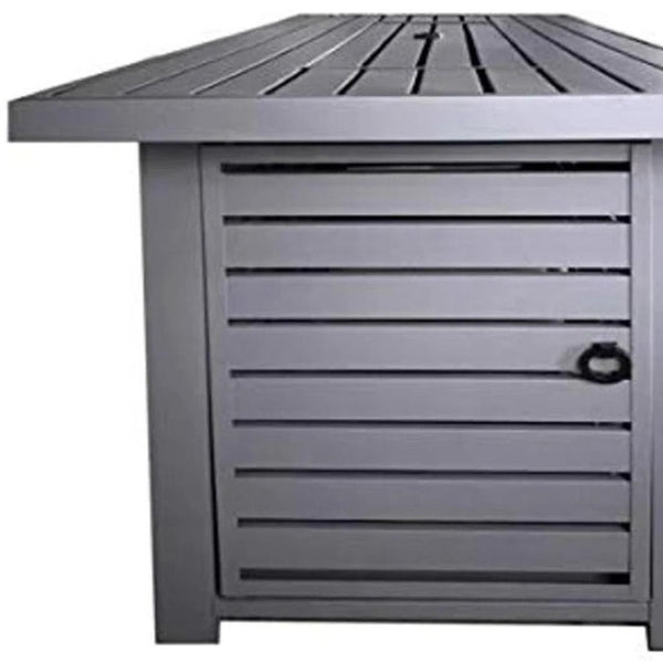 HomeRoots 40000 BTU Gray Steel Propane Fire Pit Table - Adjustable Flame, Durable, Modern Design & Cover 714307