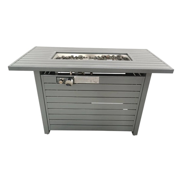 HomeRoots 40000 BTU Gray Steel Propane Fire Pit Table - Adjustable Flame, Durable, Modern Design & Cover 714307