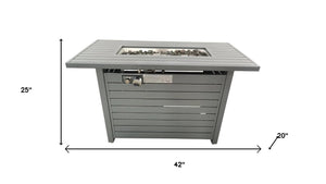 HomeRoots 40000 BTU Gray Steel Propane Fire Pit Table - Adjustable Flame, Durable, Modern Design & Cover 714307