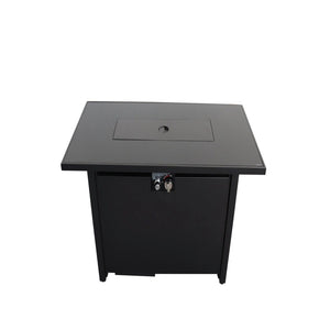 HomeRoots 40000 BTU Rectangular Propane Fire Pit Table - Modern Black Steel, Adjustable Flame & Cover Included 714309
