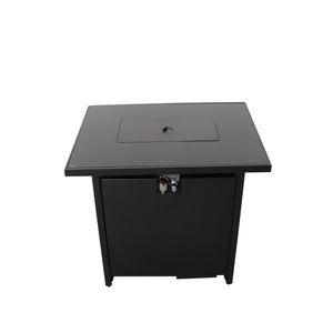 HomeRoots 40000 BTU Modern Black Steel Propane Fire Pit Table - Stylish, Adjustable Heat with Cover Included 714310