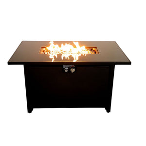 HomeRoots 40000 BTU Modern Black Steel Propane Fire Pit Table - Stylish, Adjustable Heat with Cover Included 714310