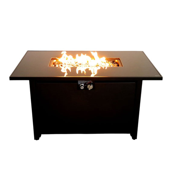 HomeRoots 40000 BTU Modern Black Steel Propane Fire Pit Table - Stylish, Adjustable Heat with Cover Included 714310