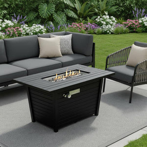 HomeRoots 50000 BTU 42" Gray Steel Propane Fire Pit Table - Stylish Design for Year-Round Outdoor Gatherings 714311