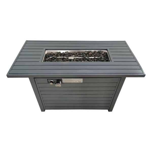 HomeRoots 50000 BTU Gray Steel Propane Fire Pit Table with Cover – Stylish Outdoor Heating & Cozy Gatherings 714312
