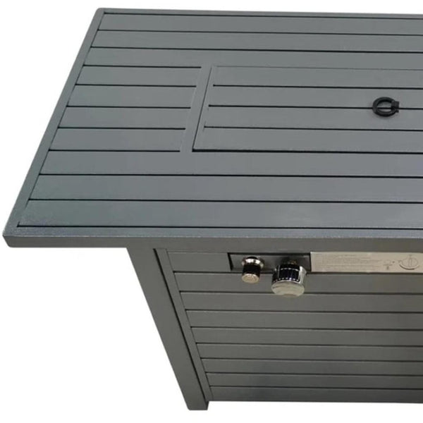 HomeRoots 50000 BTU Gray Steel Propane Fire Pit Table with Cover – Stylish Outdoor Heating & Cozy Gatherings 714312