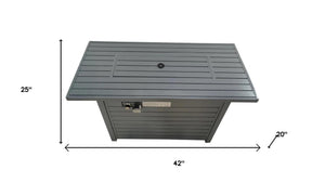 HomeRoots 50000 BTU Gray Steel Propane Fire Pit Table with Cover – Stylish Outdoor Heating & Cozy Gatherings 714312