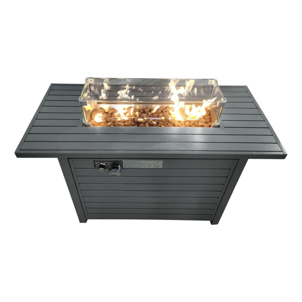 HomeRoots 50000 BTU Black Steel Square Propane Fire Pit Table – Durable, Stylish, and Perfect for Outdoor Gatherings! 714313