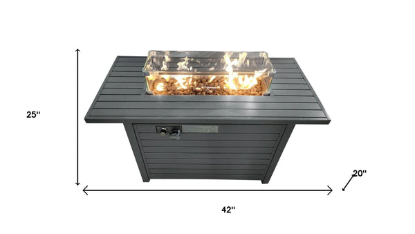 HomeRoots 50000 BTU Black Steel Square Propane Fire Pit Table – Durable, Stylish, and Perfect for Outdoor Gatherings! 714313