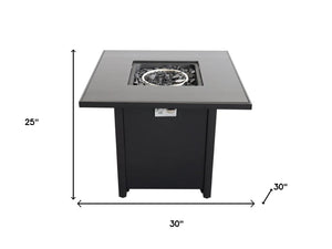 HomeRoots 50000 BTU Black Steel Propane Fire Pit Table with Cover - Stylish, Durable, and Adjustable Flame Control 714314