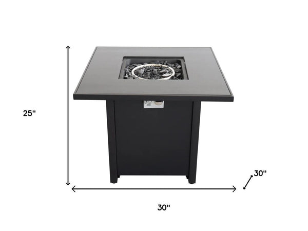 HomeRoots 50000 BTU Black Steel Propane Fire Pit Table with Cover - Stylish, Durable, and Adjustable Flame Control 714314