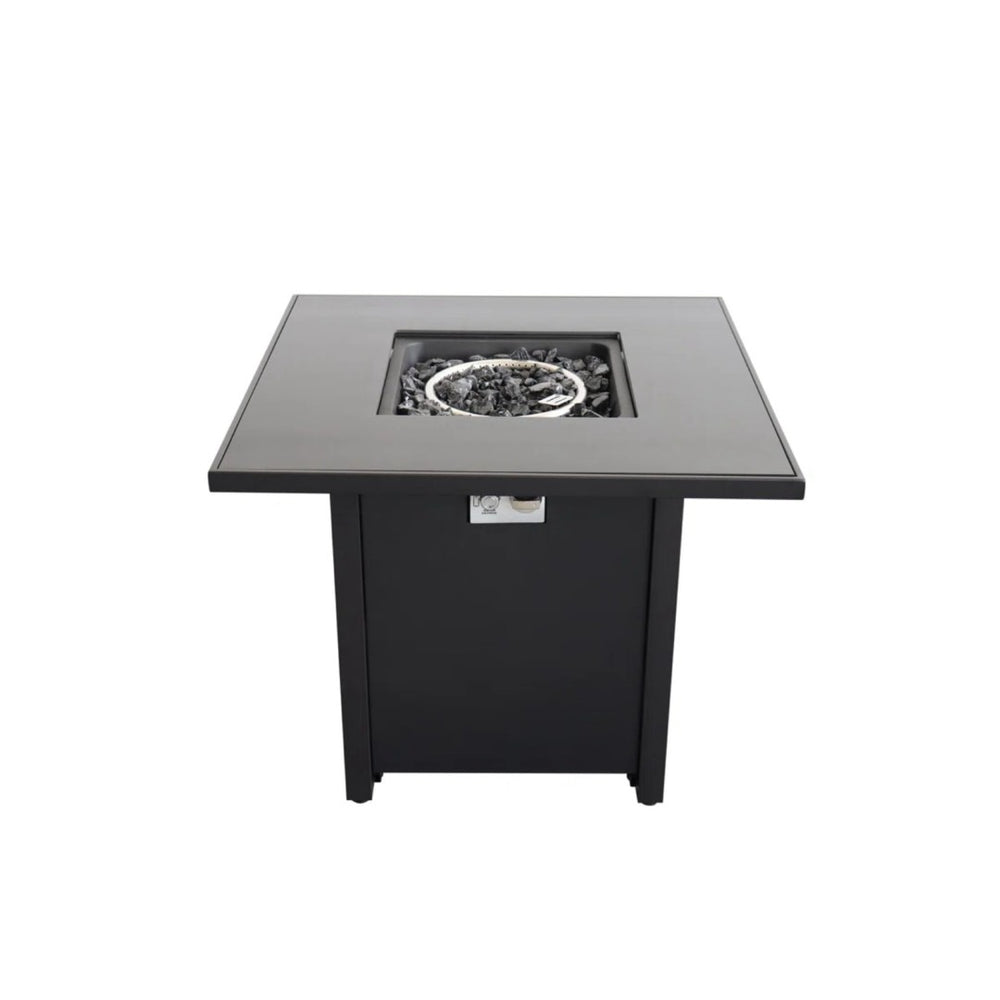 HomeRoots 50000 BTU Black Steel Propane Fire Pit Table with Cover - Stylish, Durable, and Adjustable Flame Control 714314