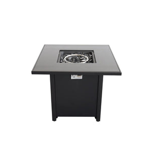 HomeRoots 50000 BTU Black Steel Propane Fire Pit Table with Cover - Stylish, Durable, and Adjustable Flame Control 714314